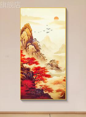 山水玄关装饰画中式靠山招财入户门正对墙挂画jc209鸿运当头80160