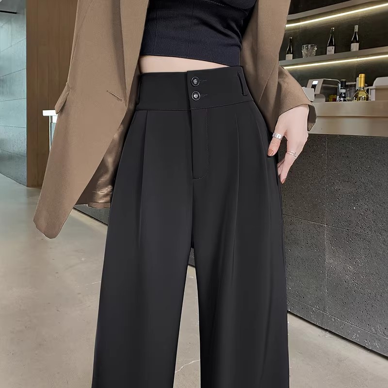 西装裤女高级感垂坠感春秋裤子窄版直筒小个子2026新款夏季阔腿裤