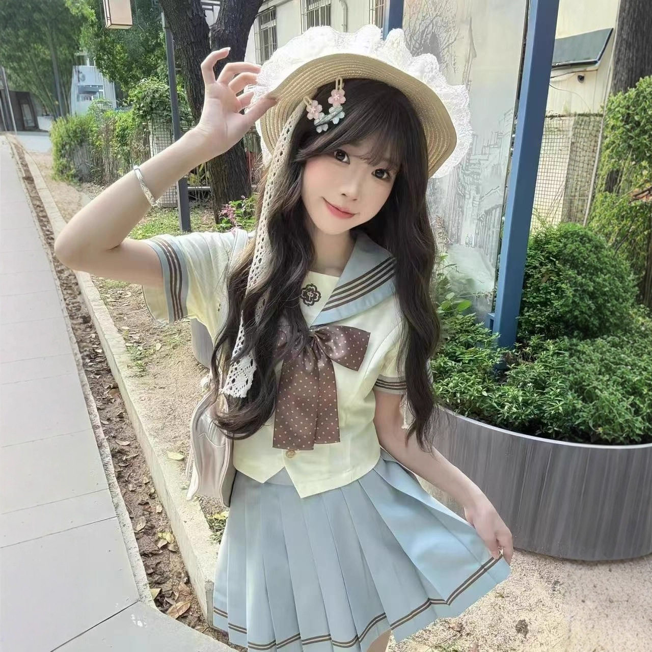 日系jk水手服校供感制服套装基础款百褶裙学院风三本水手服一整套