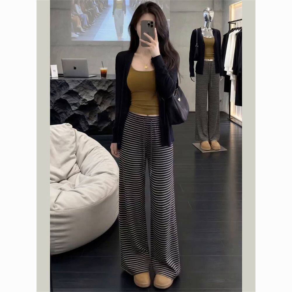 纯欲风时尚套装女收腰遮肉开衫吊带胖MM大码女装新款百搭休闲裤潮