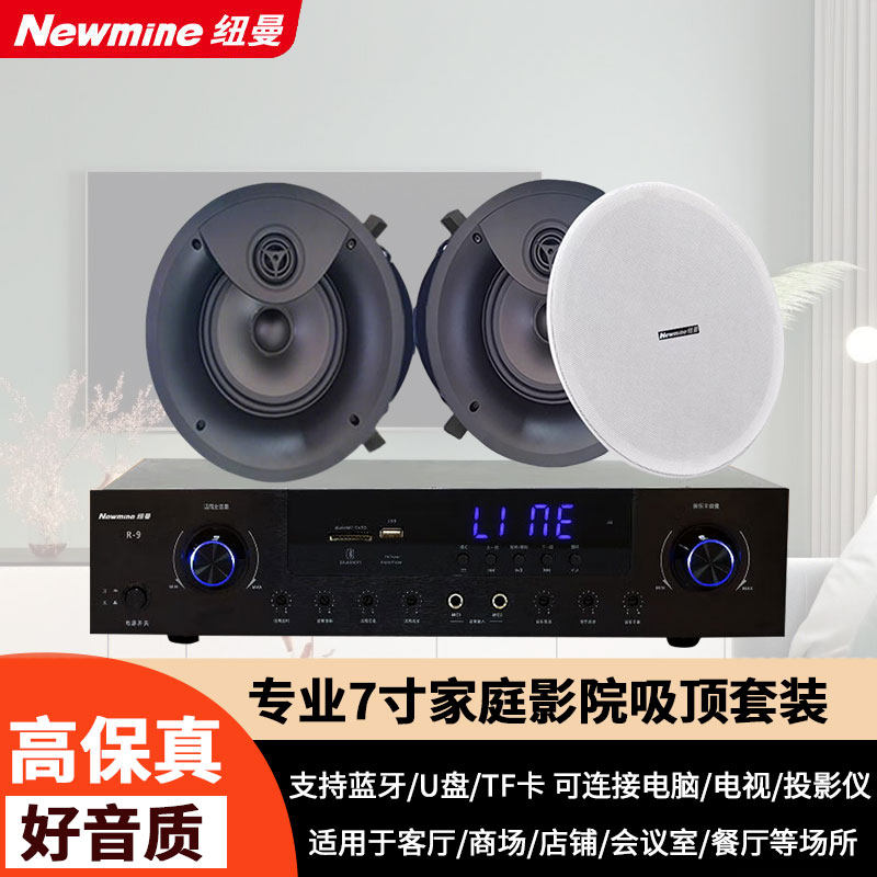 纽曼F7吸顶音响定阻家庭影院套装家用客厅嵌入式吊顶音箱背景音乐