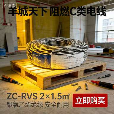 羊城电缆国标阻燃花线ZC-RVS2芯1/1.5/2.5/4/6平纯铜双绞线照明线