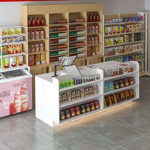 吧台超市收银台店铺柜台多层储物前台便利店文具店商用接待台cp