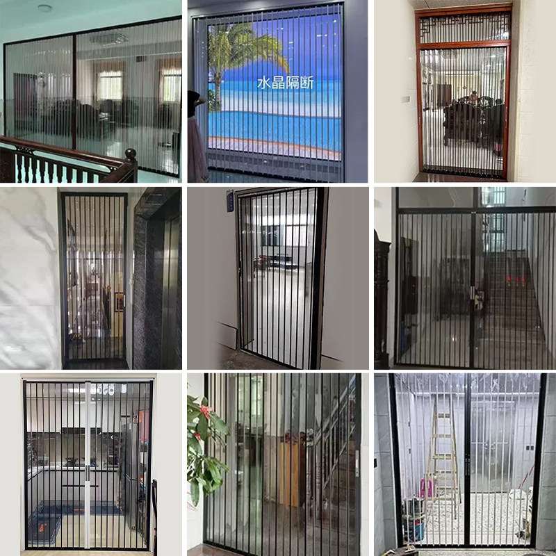 亚克力透明玻璃水晶板折叠门客厅铝合金商铺室内厨房楼梯隔断门