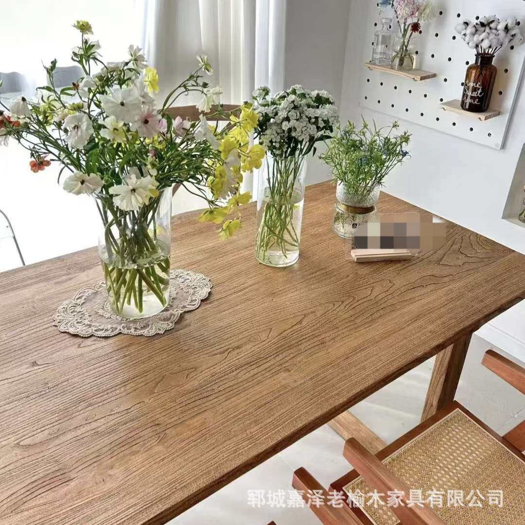 老榆木茶几民宿客栈喝茶桌客厅老门板复古怀旧泡茶桌实木会客桌
