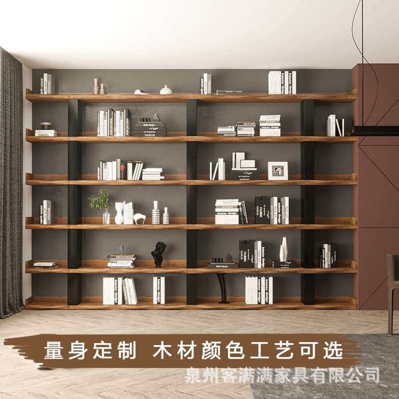 工业风实木架子公司落地置物架loft办公室书架靠墙设计感家具创意
