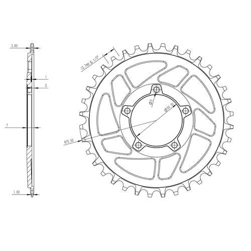 36齿用于八方中置电机BBS 01 02 系列36T牙盘铝合金6061-T6正负齿