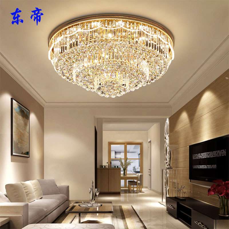 新款侧面发光LED客厅圆形水晶灯 S金长方形吸顶灯卧室温馨灯