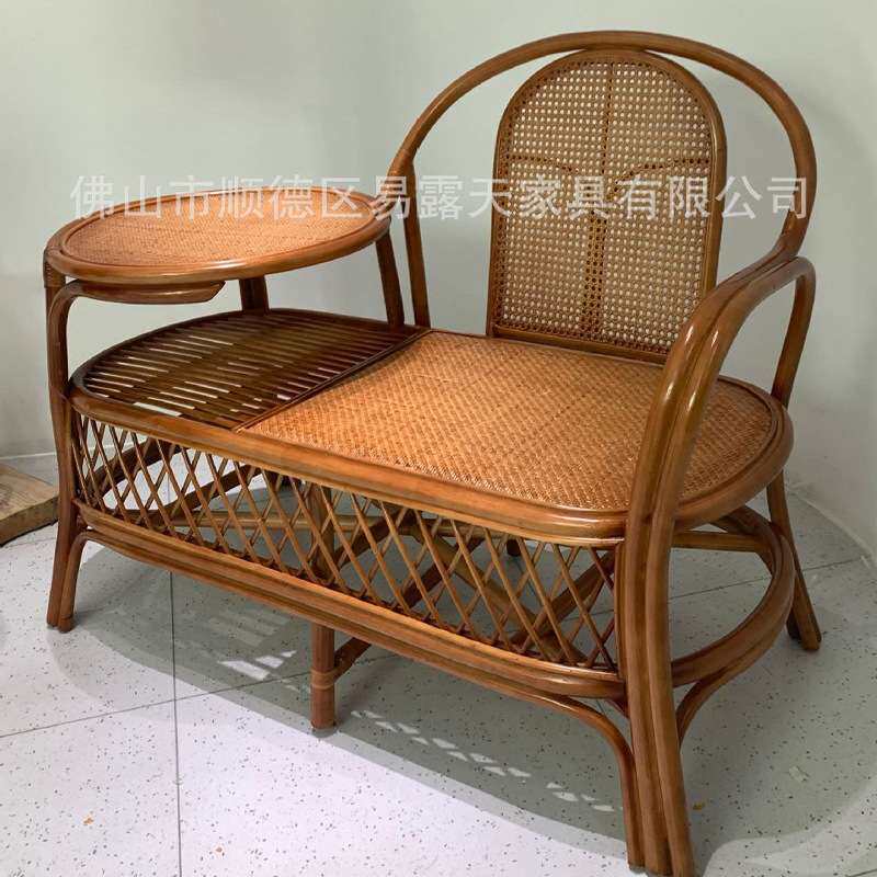 家用客厅茶几藤制椅阳台休闲电话椅藤编桌椅老人午睡中式藤编椅
