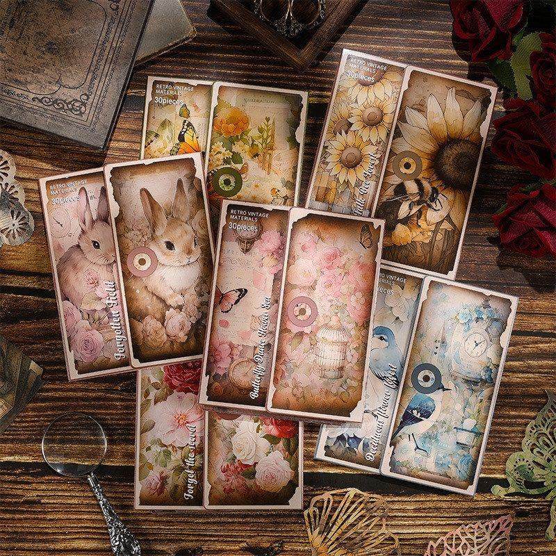 贴纸纸素材背景粘性套装花谷手包忘却复古无diy手账DIY拼贴手账