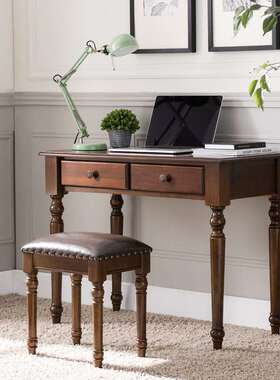 ft美式小书桌全实木电脑桌家用学习桌椅学生写字台欧式简约办公桌