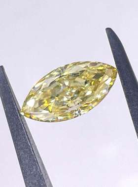 供应金黄色马眼形莫桑石宝石 VVS1榄形黄彩色莫桑钻镶嵌戒面裸石