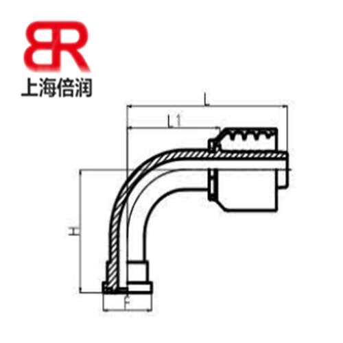 供应SAE法兰3000PSI 一体式扣压式软管接头90度弯头87391Y-08-08