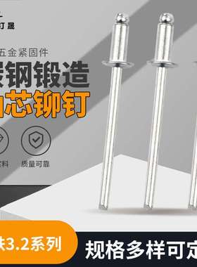 GB12618 DIN7337标准全铁抽芯铆钉开口型平圆头抽芯铆钉