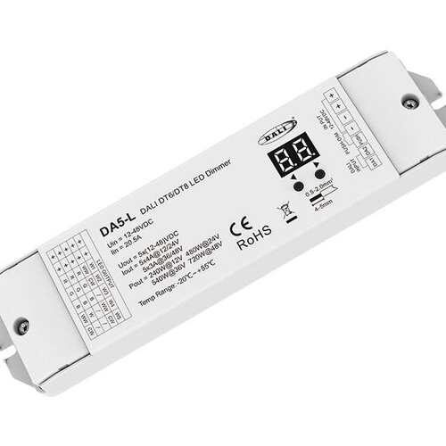 12-48VDC5路*4A DIM/CCT/RGB/RGBW/RGB+CCT DALI恒压控制器 DA5-L