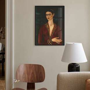 印象派肖像《穿天鹅绒的女士》Frida弗里达卧室装饰画小众北欧画