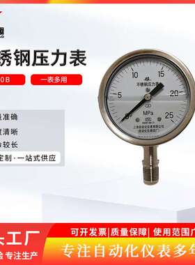 上海不锈钢压力表Y-100B 气压表水压表液压耐震压力表0-25mpa