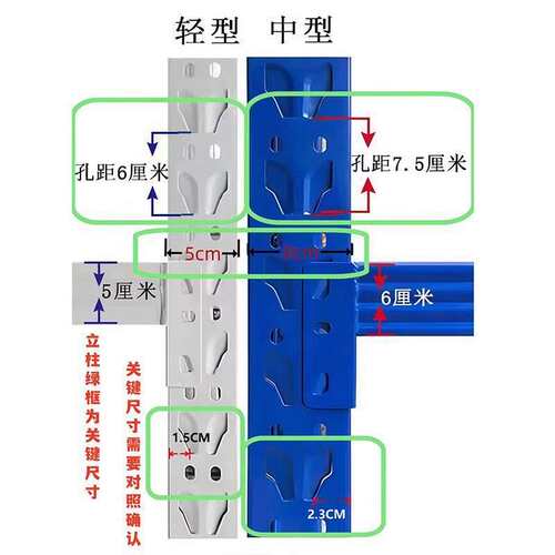 配件-2.5米/2米/1.5米立柱增加自由组合置物架中型/轻型仓储货架