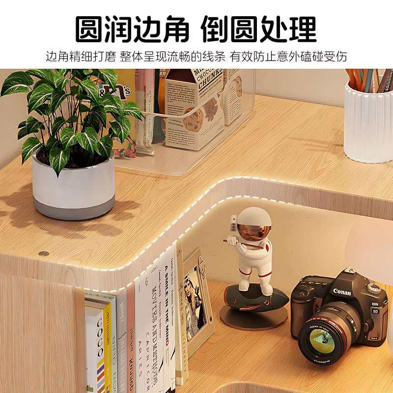 转角置物架落地书架角柜开放式拐角柜实木一体靠墙边柜收纳柜书柜
