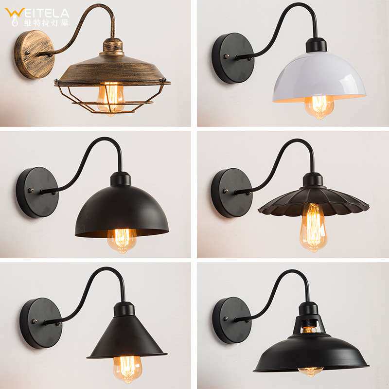 美式复古工业风LOFT锅盖创意个性酒吧怀旧咖啡馆餐厅铁艺装饰壁灯