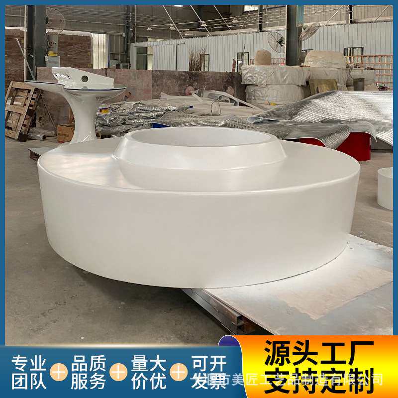 玻璃钢白色树池机场花盆座椅户外花池坐凳园林景观种植池美陈花坛