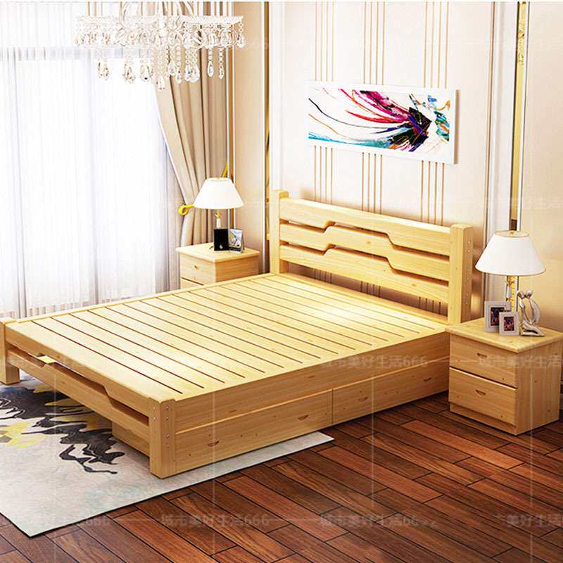 实木床1.8米成人单人床1.5米双人床1米2米简约现代松木儿童床
