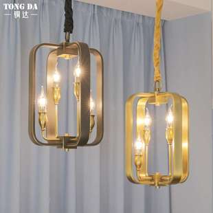 美式过道玄关全铜吊灯现代创意酒吧餐厅小吊灯别墅门口杂物间灯具
