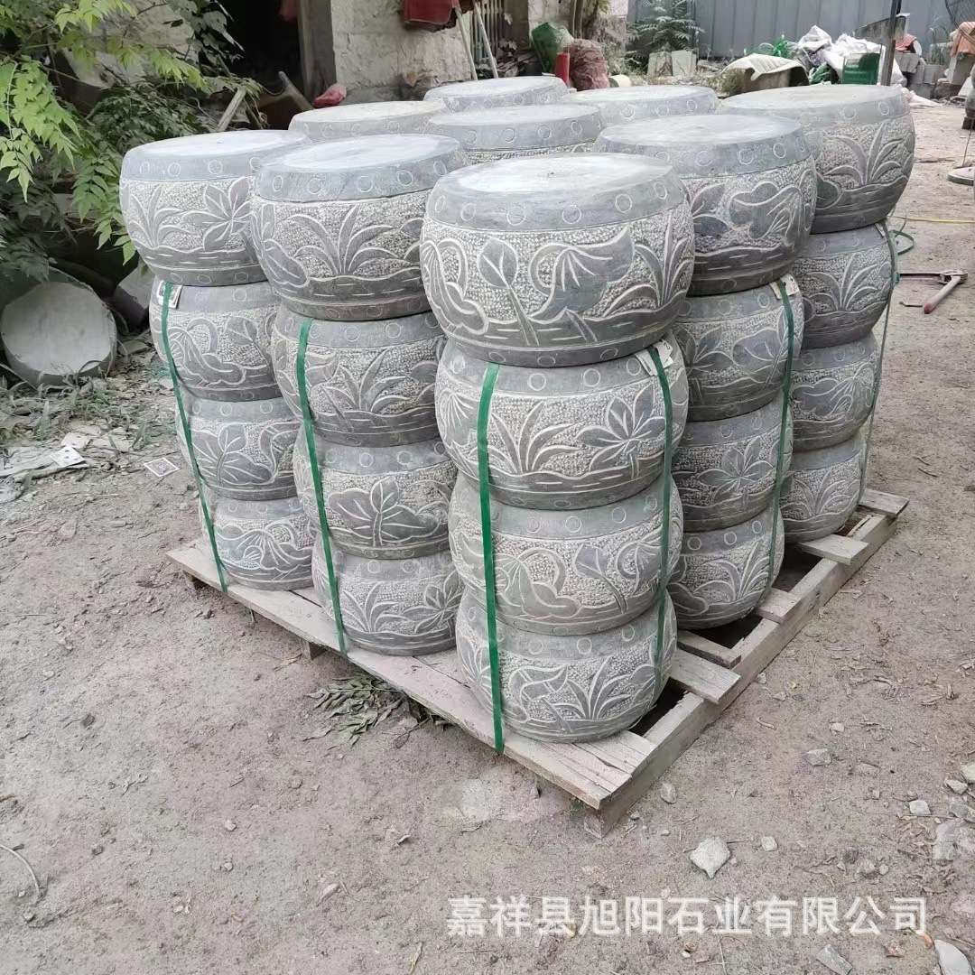 花盆石柱墩底座 垫基石柱脚石木柱装饰石圆墩空心石柱础柱墩石