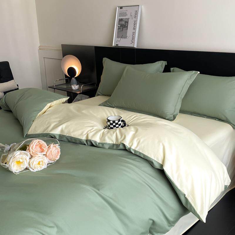 纯色床上100纯棉四件套全棉被套学生民宿三件套南通家纺4民宿专用