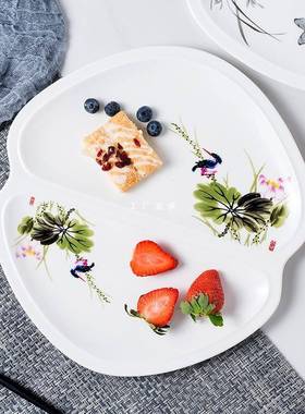 特色饭店陶瓷双拼盘子凉菜盘创意个性酒楼餐具家用中国风分隔菜盘