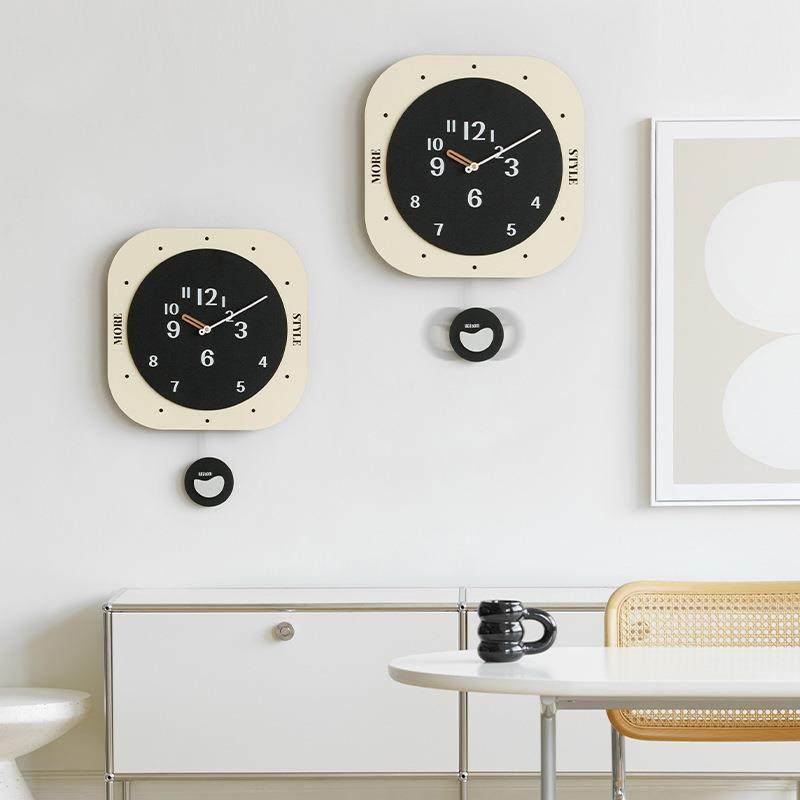 wozoom屋准时尚奶油风摇摆挂钟现代创意客厅挂墙时钟表装饰品