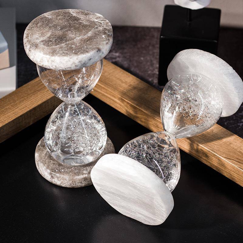 创意沙漏摆件 自然矿石沙漏 简约现代书桌办公室样板间家居装饰品