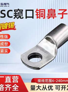 国标紫铜铜鼻子免邮费 SC窥口冷压端子镀锡铜鼻子紫铜接线端子