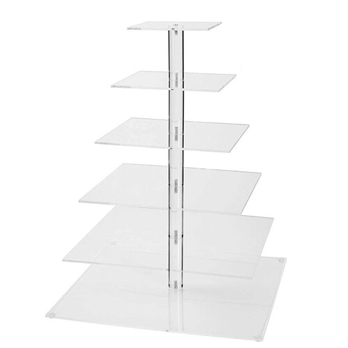 方形透明6层亚克力蛋糕架展示架 婚礼水果甜点展示架cake stand