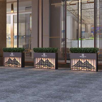 铁艺花箱户外餐厅花坛 售楼部花槽围栏隔断 广场灯箱新款花架