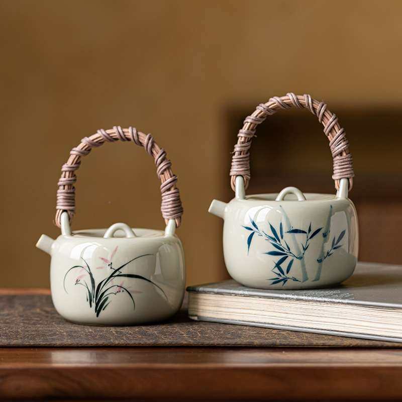 草木灰手绘茶壶陶瓷家用藤编提梁壶功夫泡茶壶单壶中式小号,鲜花速递/花卉仿真/绿植园艺,割草机/草坪机,淘宝优惠券,粉丝福利购,淘宝优惠卷