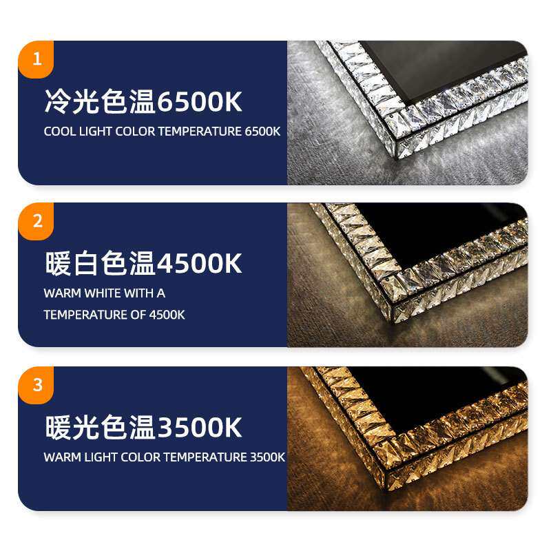 法式led水晶全身梳妆镜子家用服装店装饰镜壁挂式带灯led化妆镜