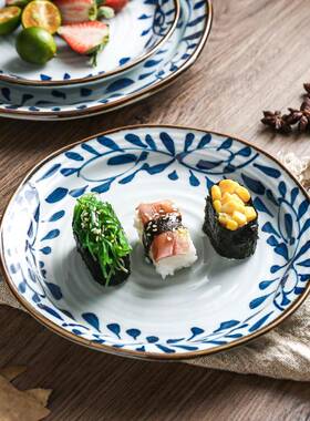 青花手绘盘子陶瓷创意釉下彩餐具不规则复古菜盘骨碟子商用备餐盘