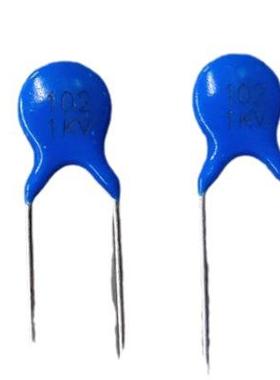 松家ZONKAS插件高压电容瓷片电容器陶瓷电容102M1KVY5P蓝色P5L3.5