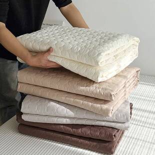 韩版 全棉水洗棉绗缝夹棉柔软裸睡床盖三件套榻榻米多巴胺纯色炕盖