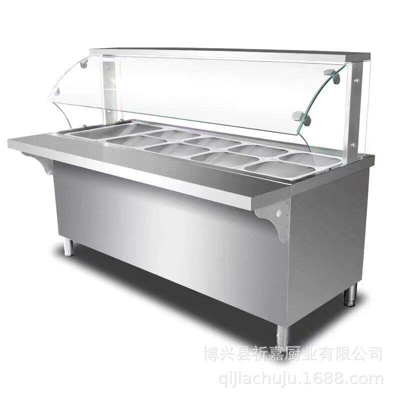 不锈钢拉门玻璃罩保温售卖台超市连锁定制加热蒸台热菜台面点定制