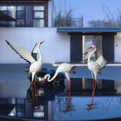 仿真铁艺白鹭摆件户外水池塘公园林景观动物鸟仙鹤雕塑庭院装 饰品