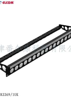 Penn Elcom 金属黑色喷涂1U理线架音频视频连接器卡槽面板标签板