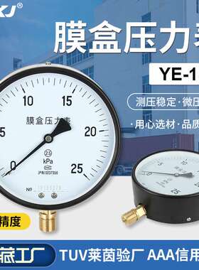 浙江源煌YE150膜盒压力表6 10 30 40 60KPa真空负压表微压表千帕