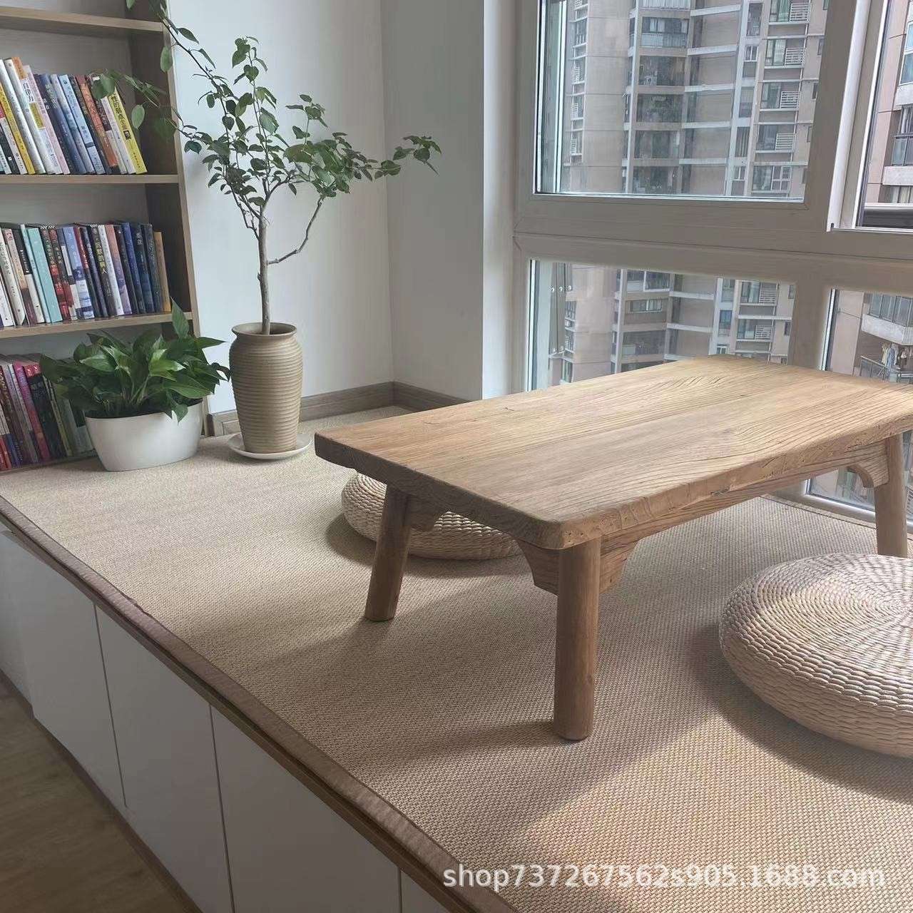 老榆木飘窗小茶几榻榻米茶台禅意茶桌新中式炕几实木小矮桌飘窗桌