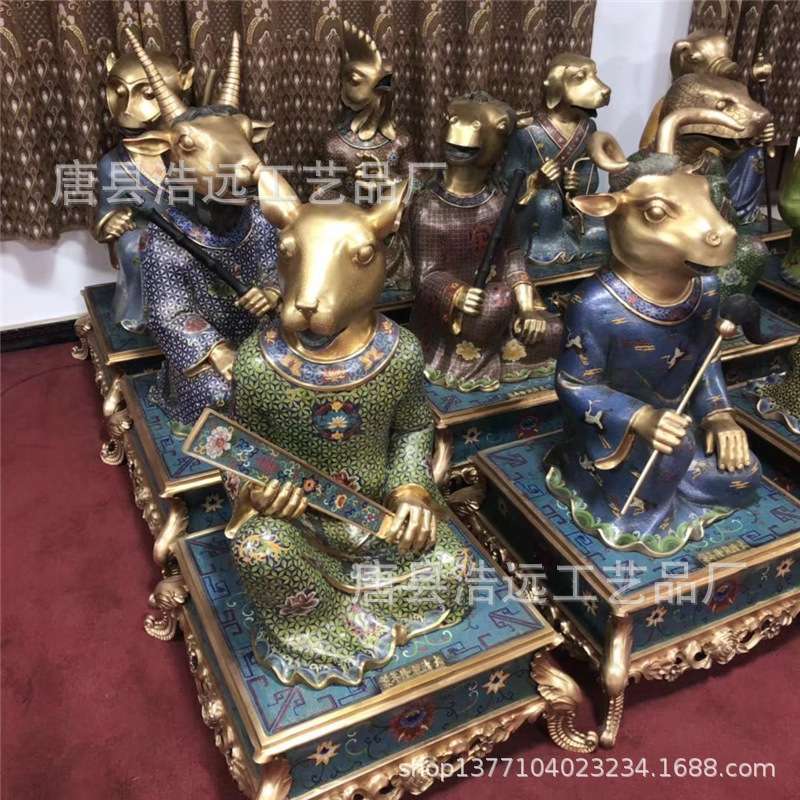 纯铜十二生肖兽首铜雕摆件招财工艺铜雕家居饰品玄关摆件
