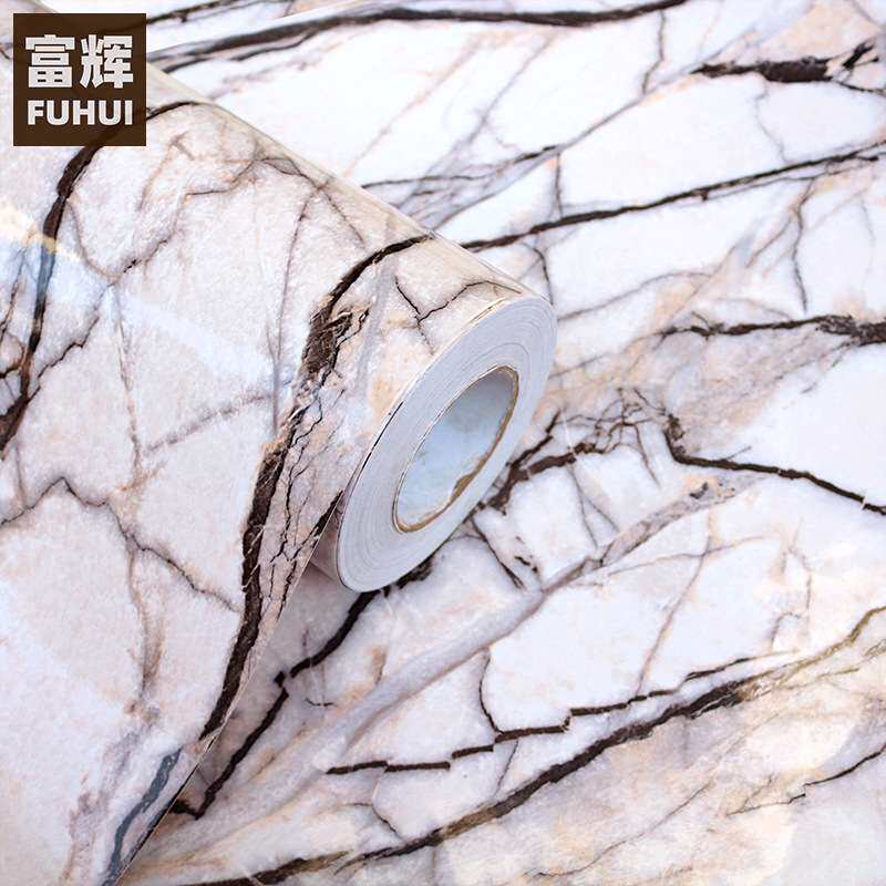 厨房防油贴纸橱柜灶台用大理石墙纸防水防潮自粘耐高温壁纸米黄色