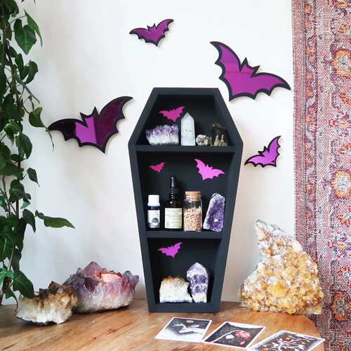 Mirrored Purple Bat Coffin Shelf 紫色镜子蝙蝠棺材架子