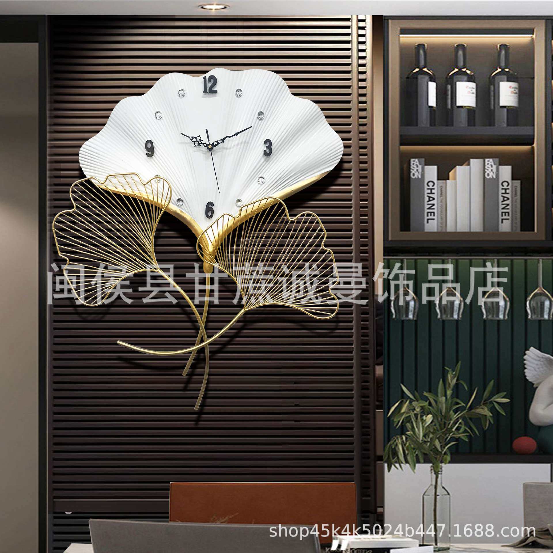 墙面装饰立体铁艺墙壁饰品沙发背景玄关卧室壁挂羽毛挂钟源头厂家