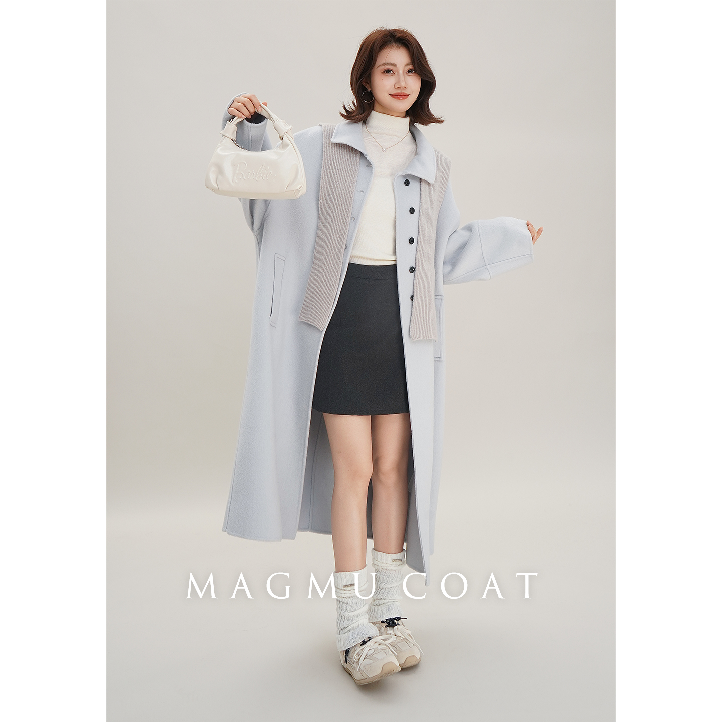 MAGMU【奶昔】羊毛双面呢大衣女短款绵羊毛外套25年秋冬新款